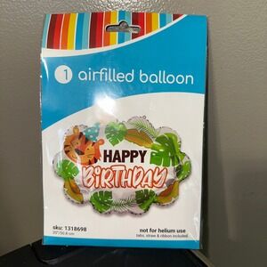Air Filled Happy Birthday Balloon Tiger Jungle Theme Party Decoration